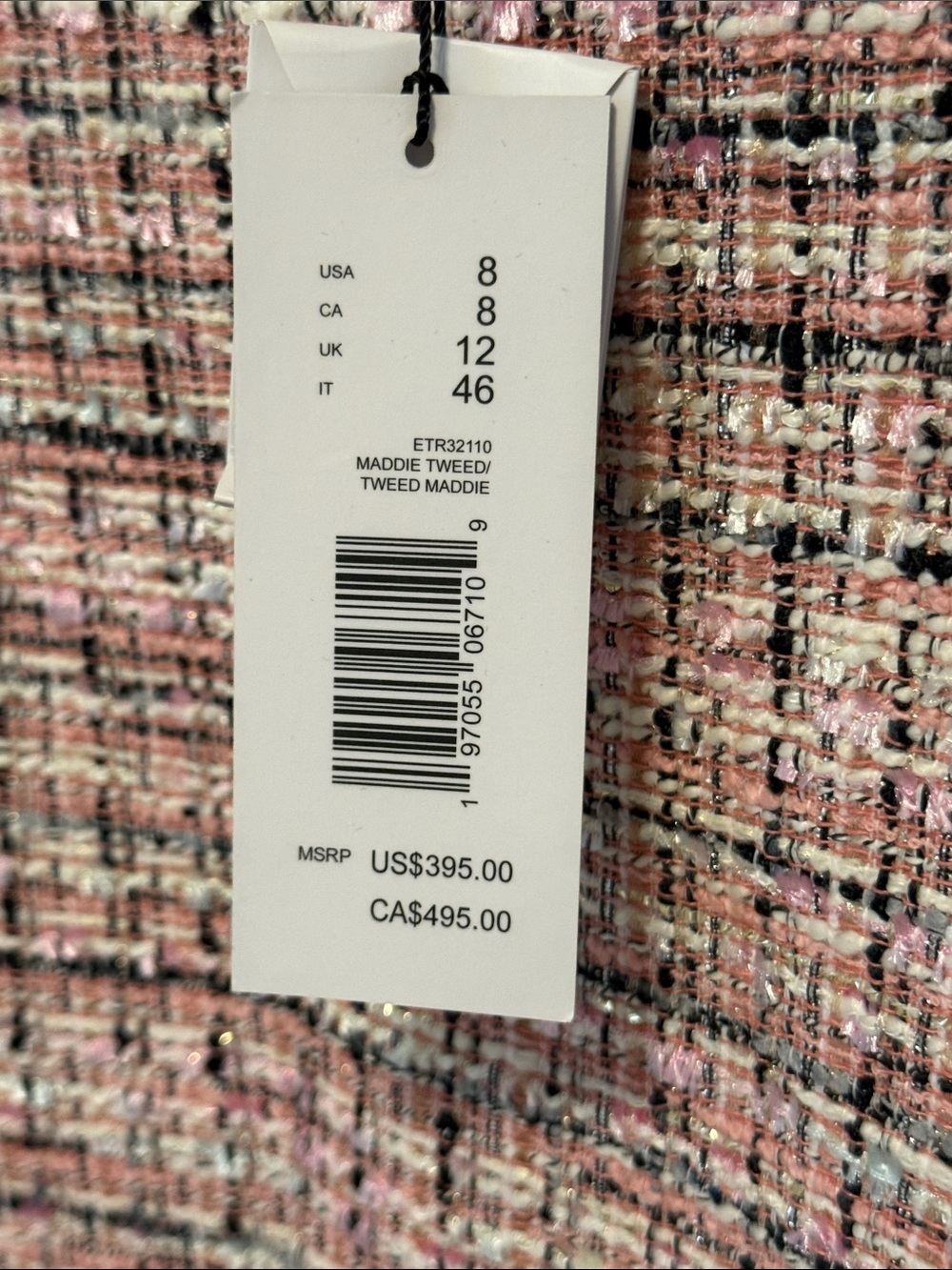 Elie Tahari Pink Tweed Boxy Blazer with Gold Buttons - Picture 8 of 8